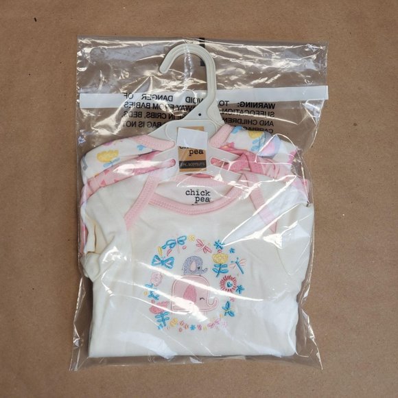 Chick Pea 3 PK Bodysuits 0-3M Pink - Picture 8 of 8